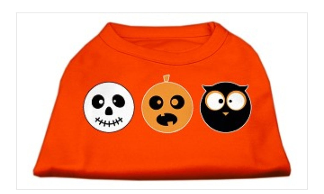 Spooky Trio Sreen Print Dog Shirt - Orange