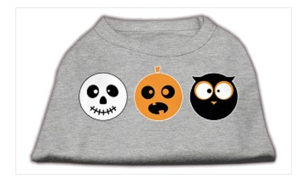 Spooky Trio Sreen Print Dog Shirt - Gray