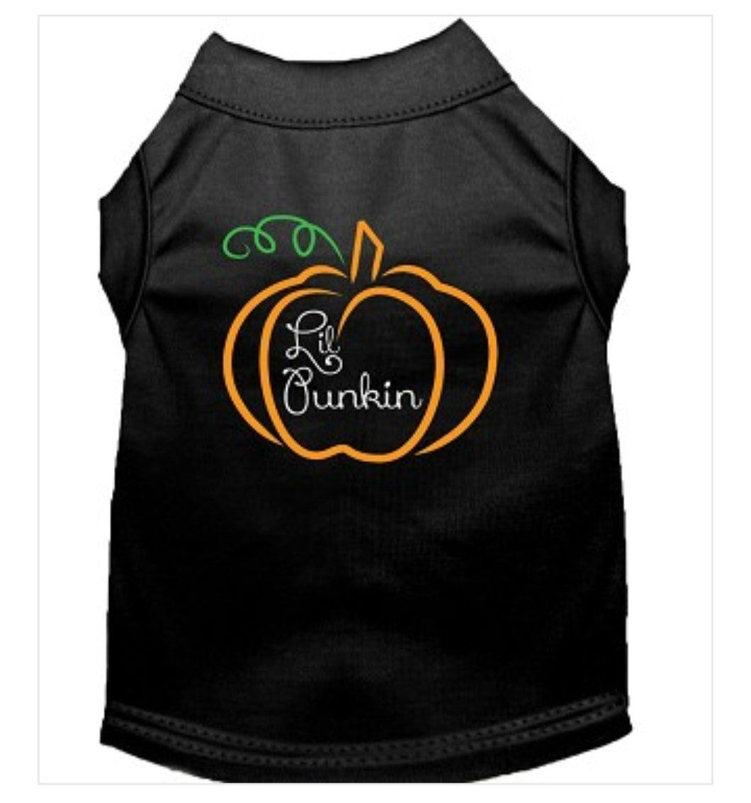 Lil Pumpkin Sreen Print Dog Shirt - Black
