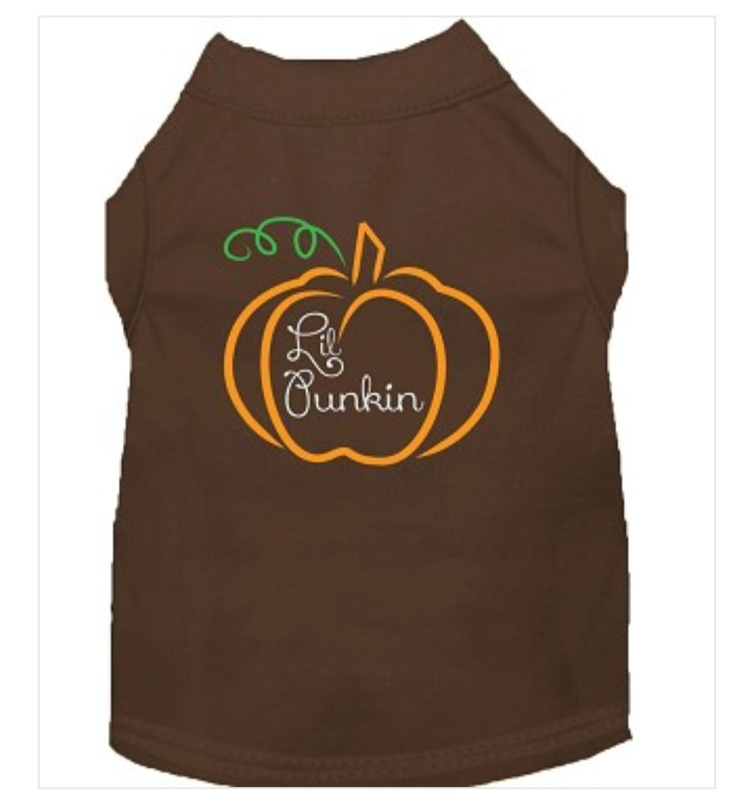 Lil Pumpkin Screen Print Dog Shirt - Brown