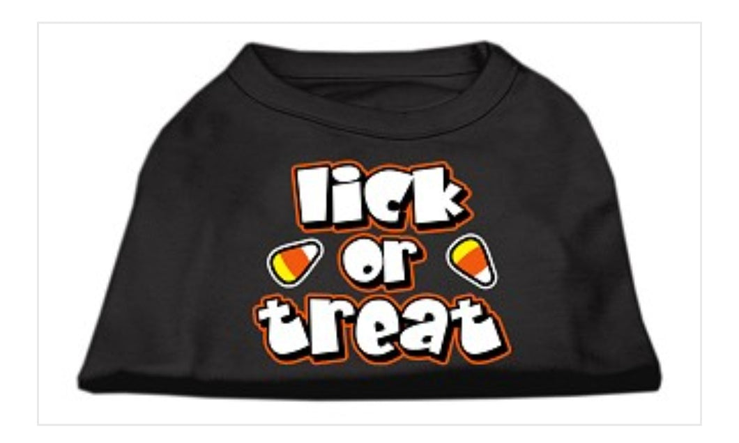 Lick or Treat Screen Print Dog Shirt - Black