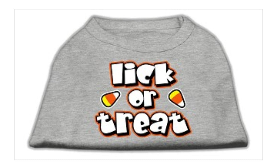 Lick or Treat Screen Print Dog Shirt - Gray