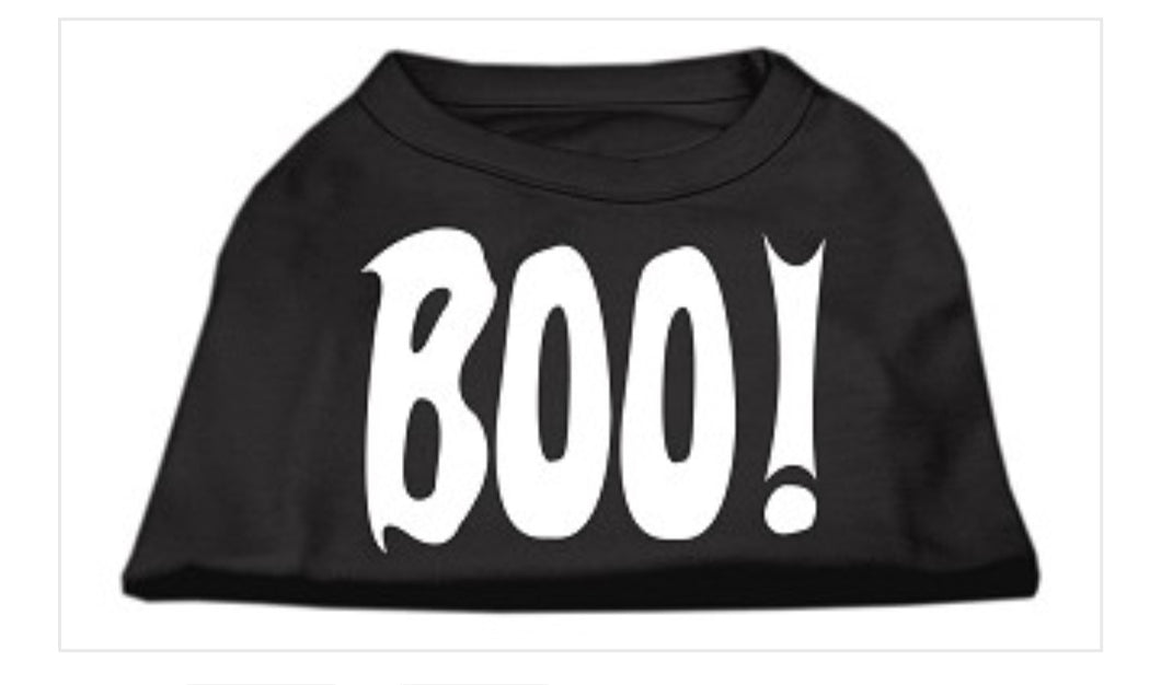 Boo! Screen Print Dog Shirt - Black