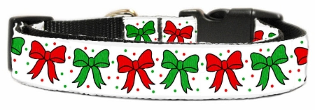 Christmas Bows Nylon Collar
