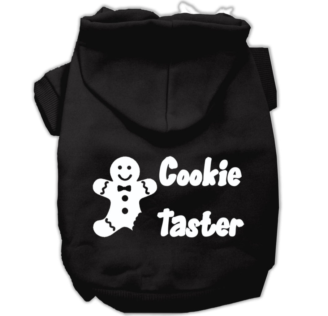 Cookie Taster Screen Print Dog Hoodie - Black