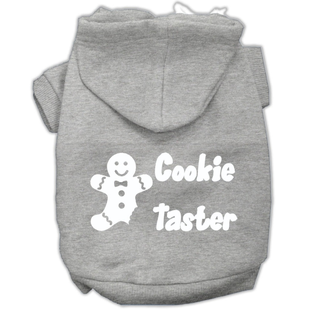 Cookie Taster Screen Print Dog Hoodie - Gray