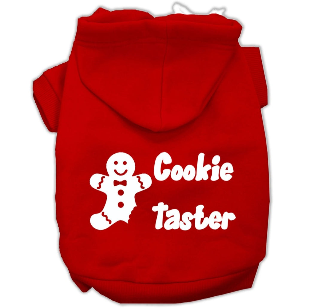 Cookie Taster Screen Print Dog Hoodie - Red
