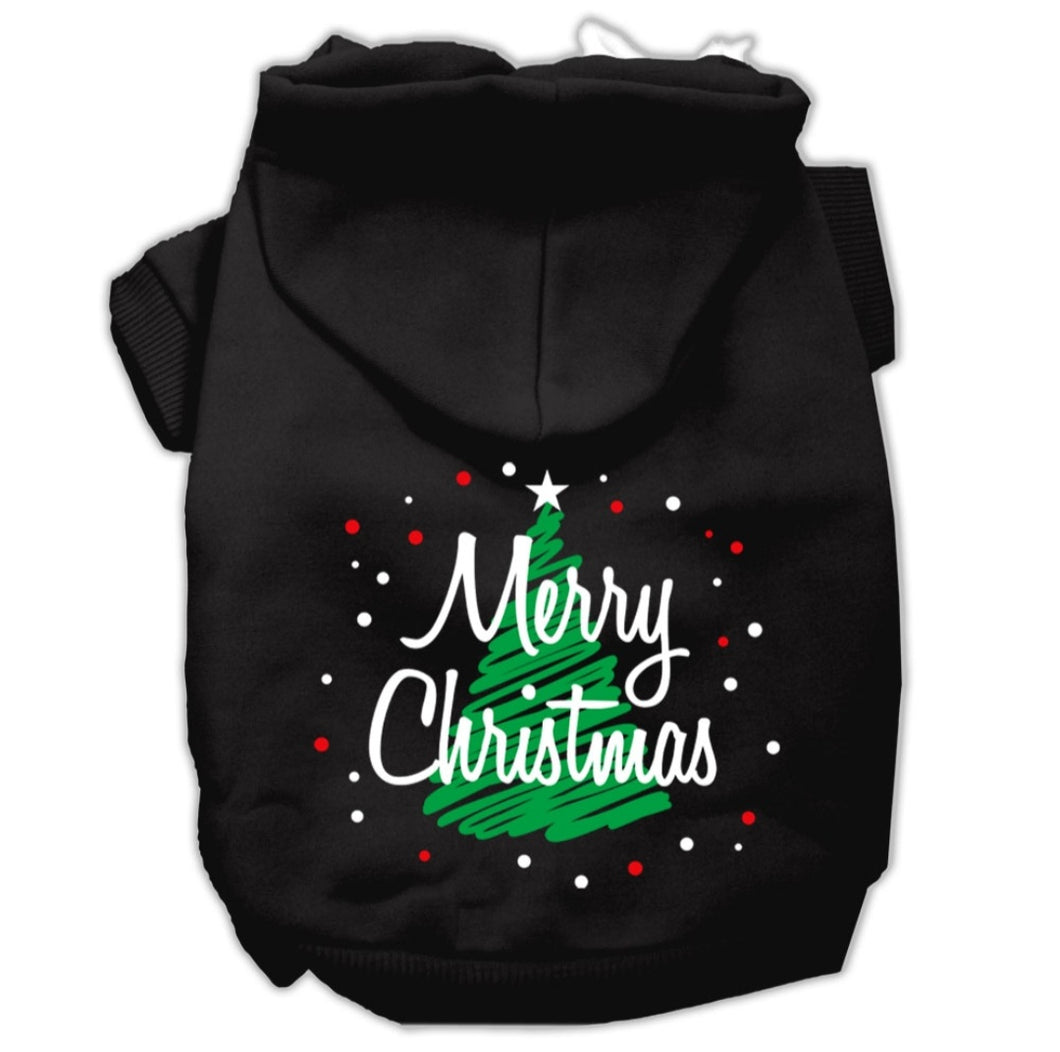 Merry Christmas Tree Screen Print Dog Hoodie - Black