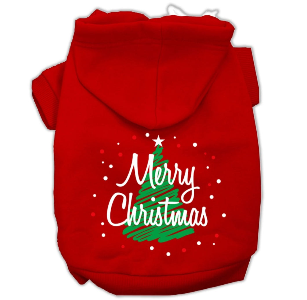 Merry Christmas Tree Screen Print Dog Hoodie - Red
