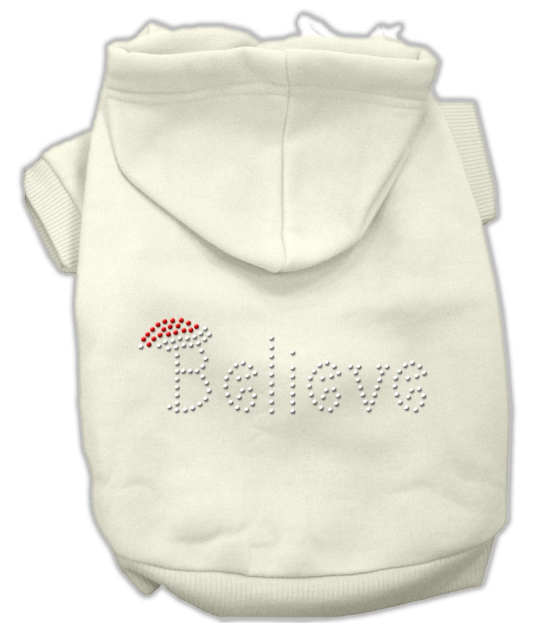 Believe Rhinestone Dog Hoodie - White