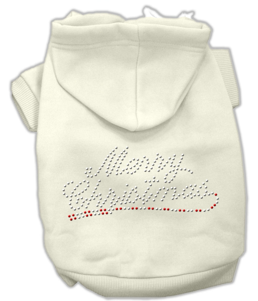 Merry Christmas Rhinestone Dog Hoodie - White