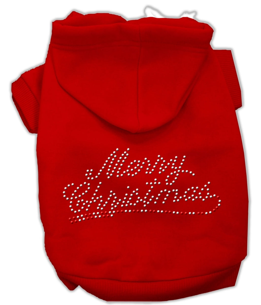 Merry Christmas Rhinestone Dog Hoodie - Red