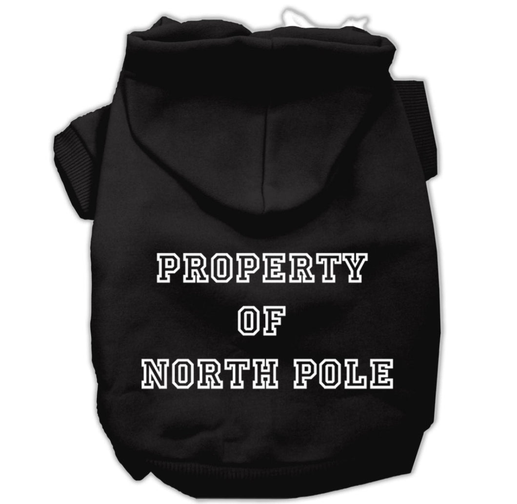 Property of North Pole Screen Print Dog Hoodie - Black
