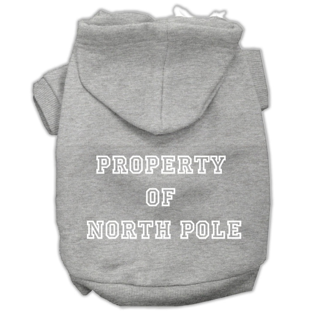 Property of North Pole Screen Print Dog Hoodie -Gray