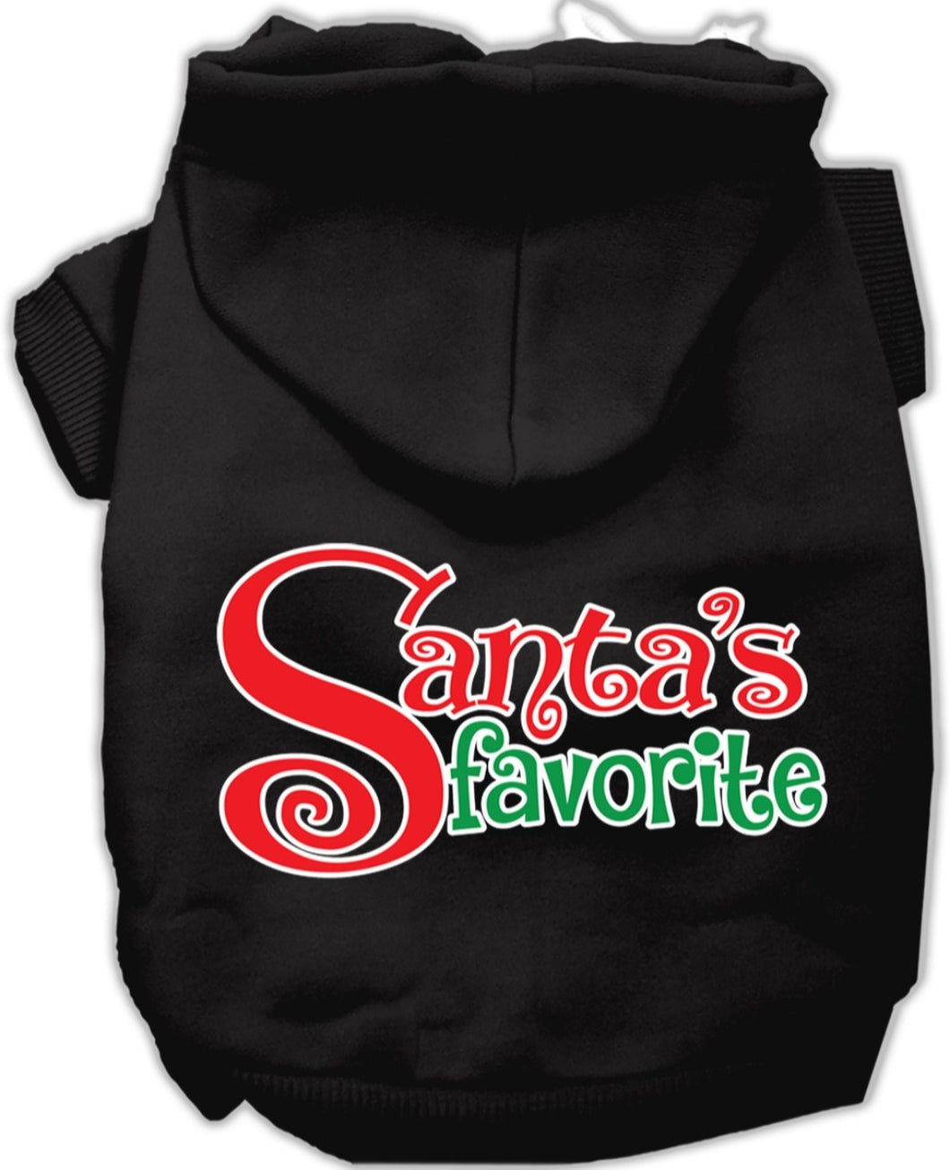 Santa's Favorite Screen Print Dog Hoodie - Black