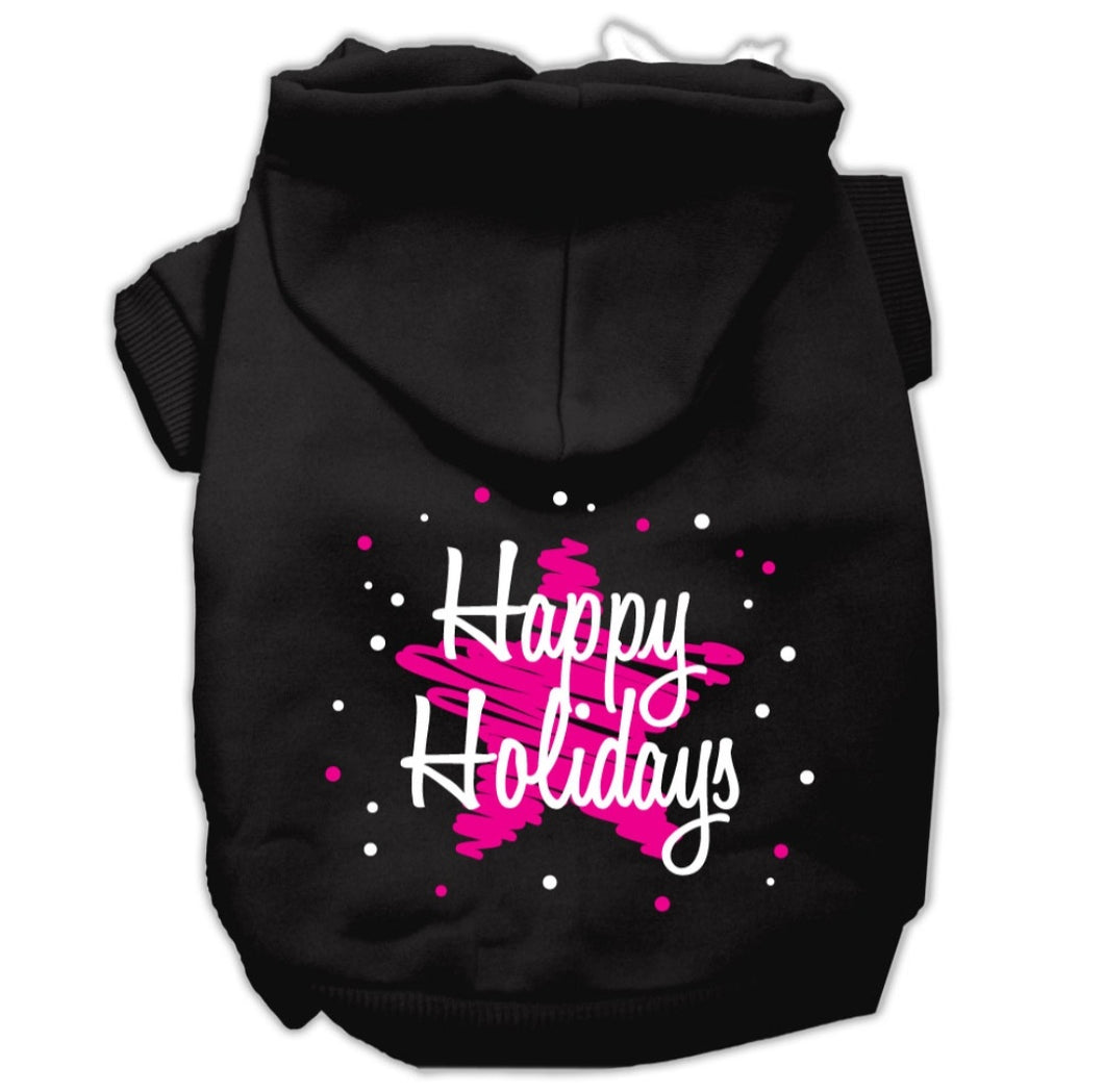 Happy Holidays Screen Print Dog Hoodie - Black
