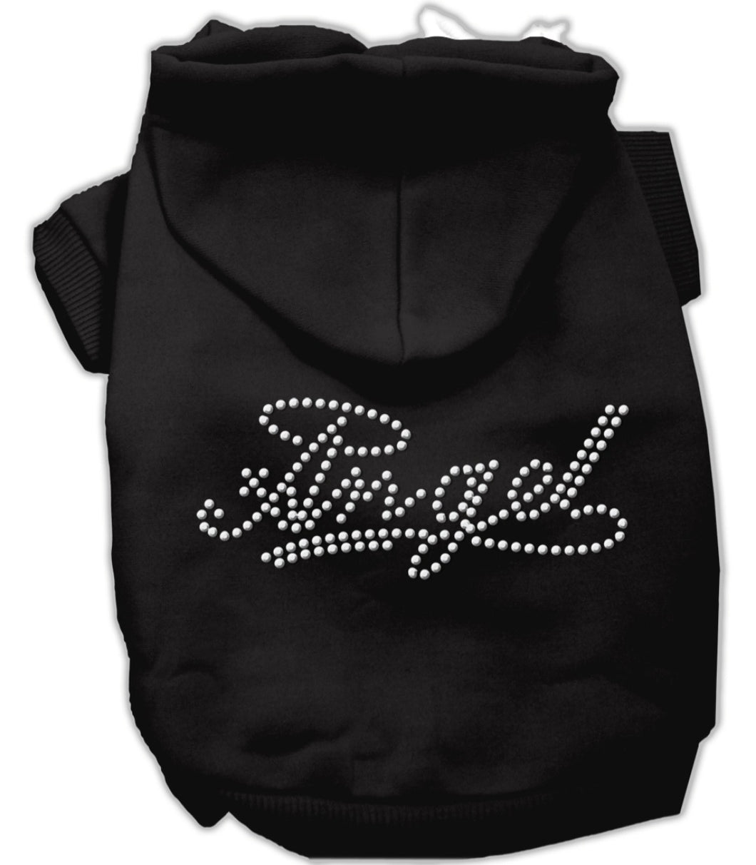 Angel Rhinestone Hoodie - Black