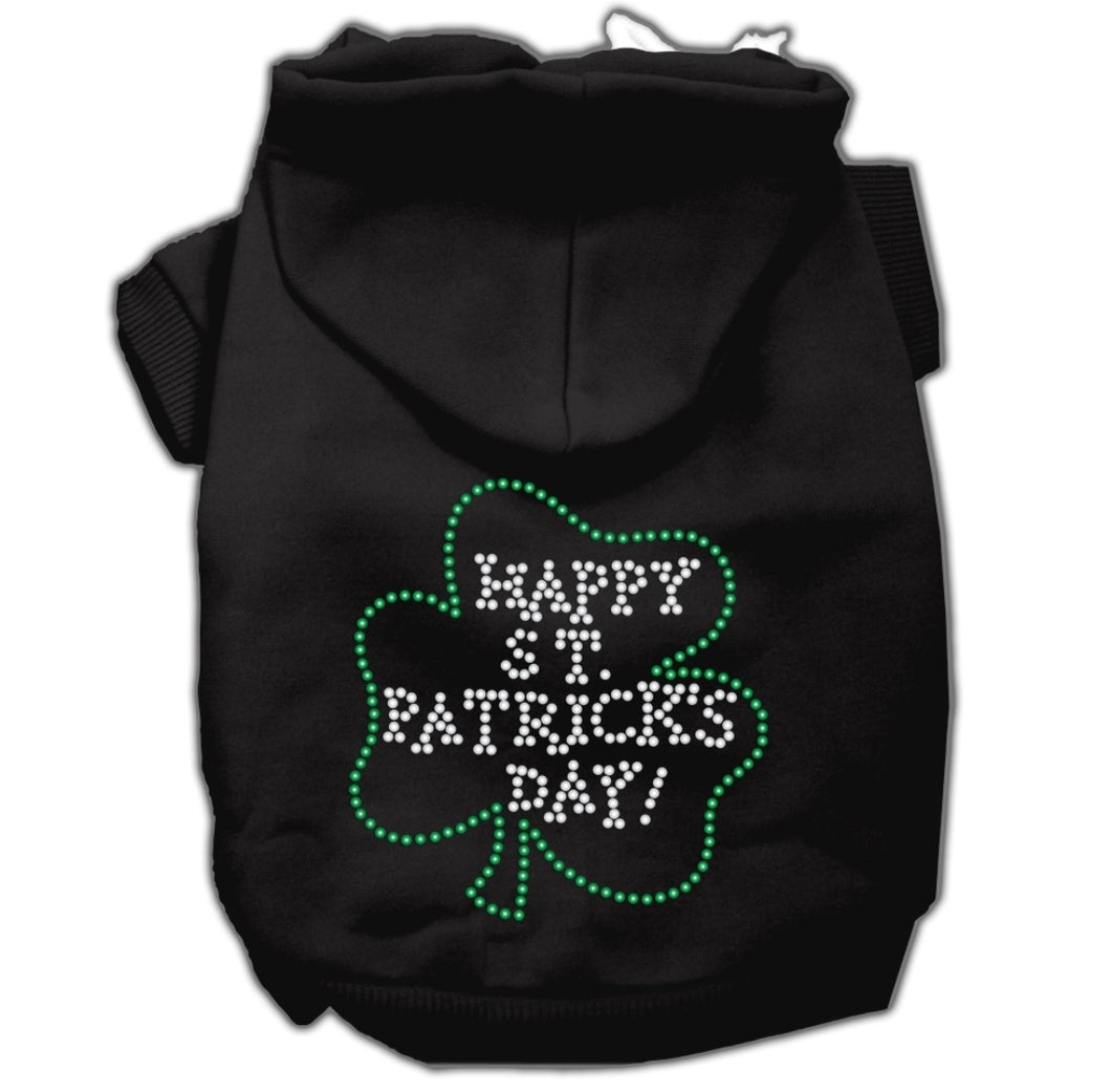 Happy St. Patrick's Day Rhinestone Dog Hoodie - Black