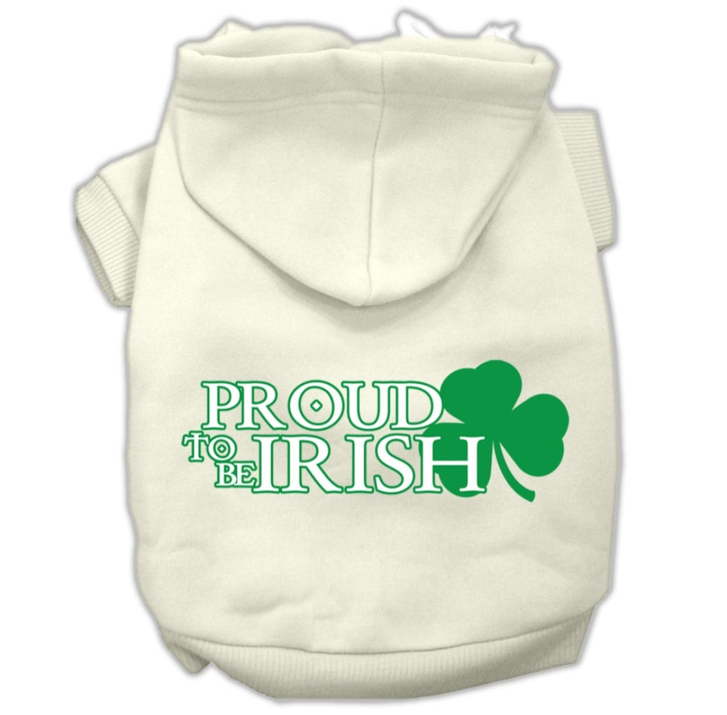 Proud To Be Irish Screen Print Dog Hoodie - White